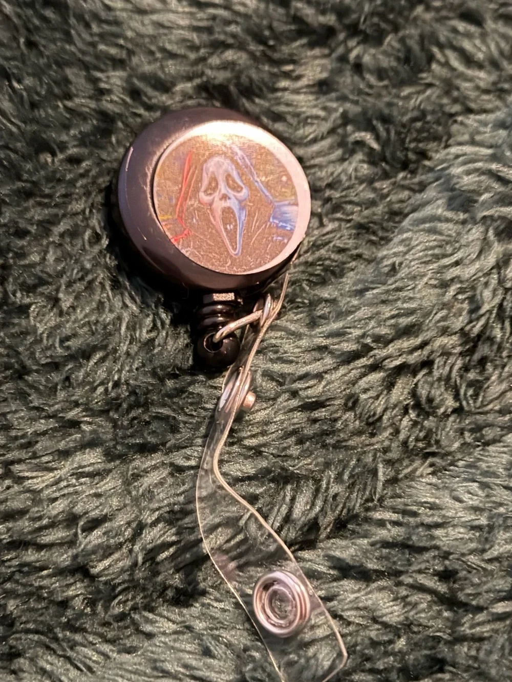Scream Face Badge Reel in Black